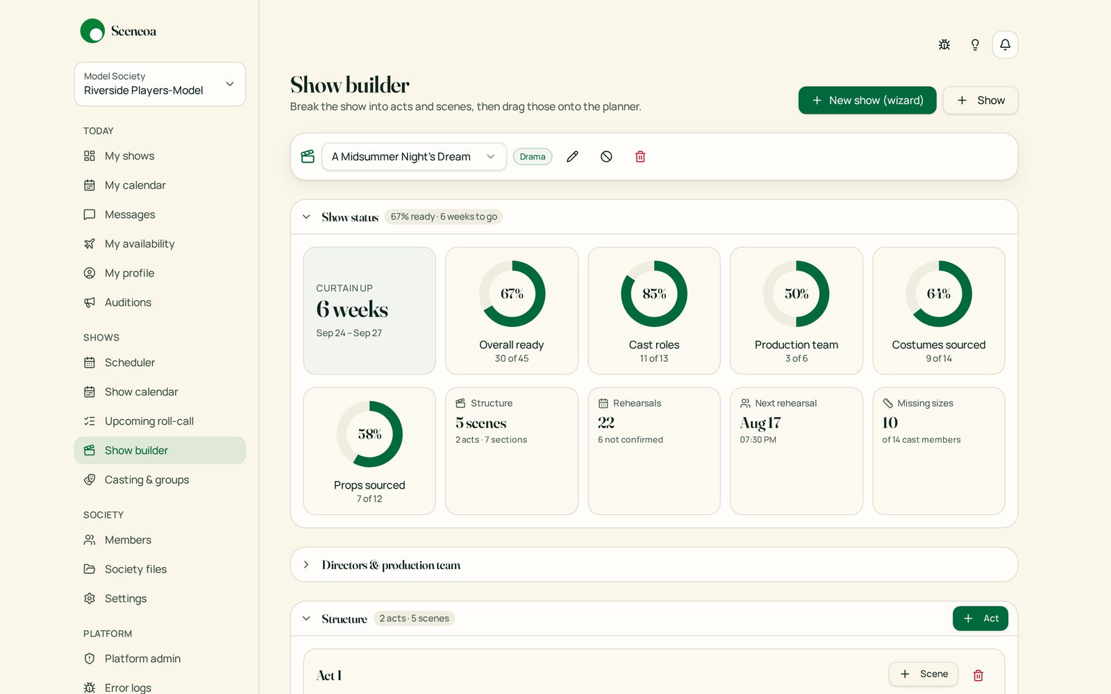 Sceneoa Show builder screen